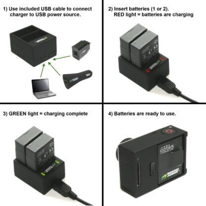 Wasabi Power Battery (2-Pack) and Dual Charger for GoPro Hero3, Hero3+ - Image 3